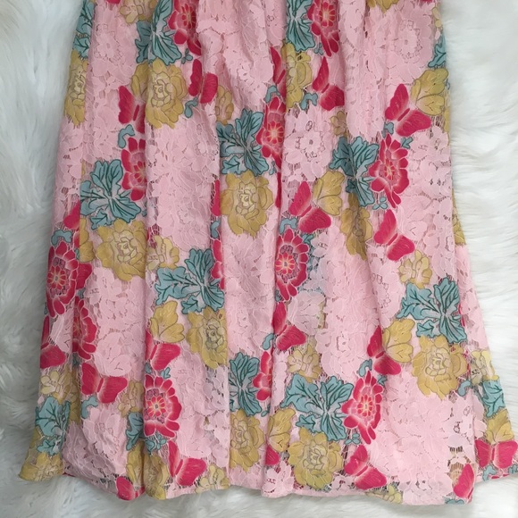 NSR Pink Lace Floral Print Knee Length Cocktail Dress - Picture 3 of 7